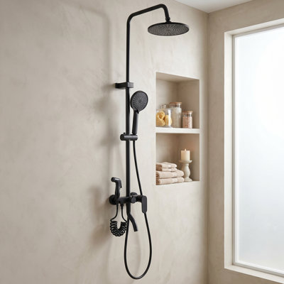 Wall-Mount Bathroom Piano-Key Panel Shower System Set