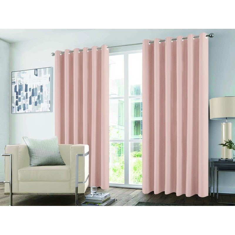 PANACHE MICROFIBRE PLAIN CURTAINS - BLACKOUT , Blush Pink, 228 cm W x 167 cm H