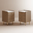 Set of 2 Solid Wood Core Nightstands with Faux Leather Upholstery & Sintered Stone Top