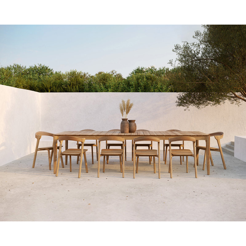 Bok Outdoor Teak Dining Table, 39.4" W x 98.4" L x 30" H