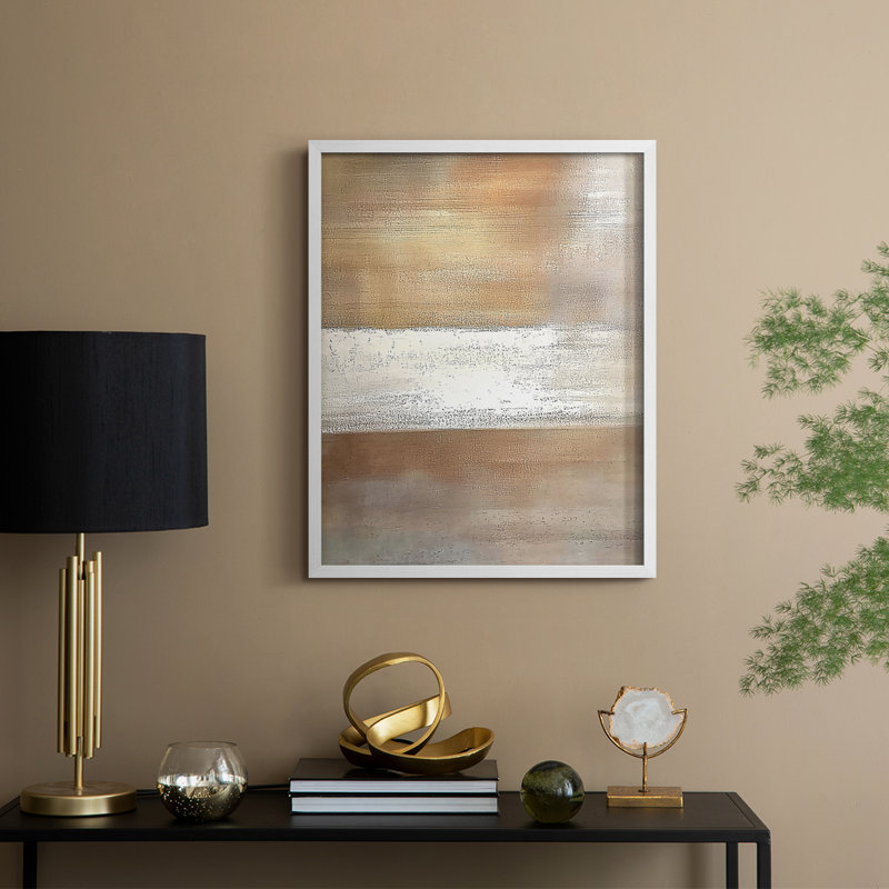 Abstrait, reproduction encadrée, prêt à être accroché , H 29 po x l 23 po, Blanc
