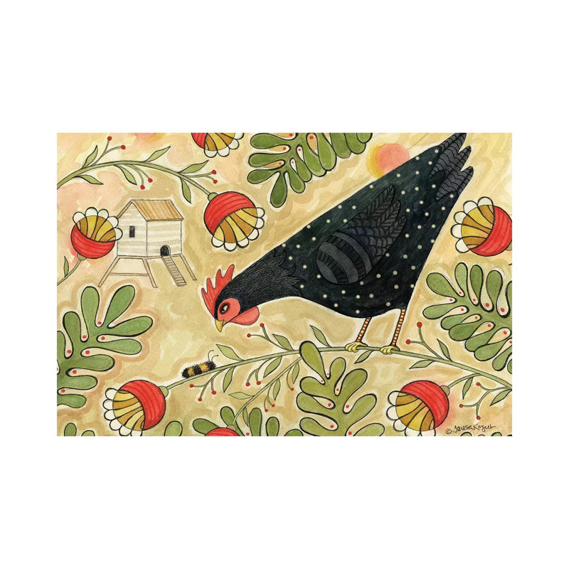 Hello Black Hen 1 Piece Wrapped Canvas Wall Art, 20.32 cm H x 30.48 cm W