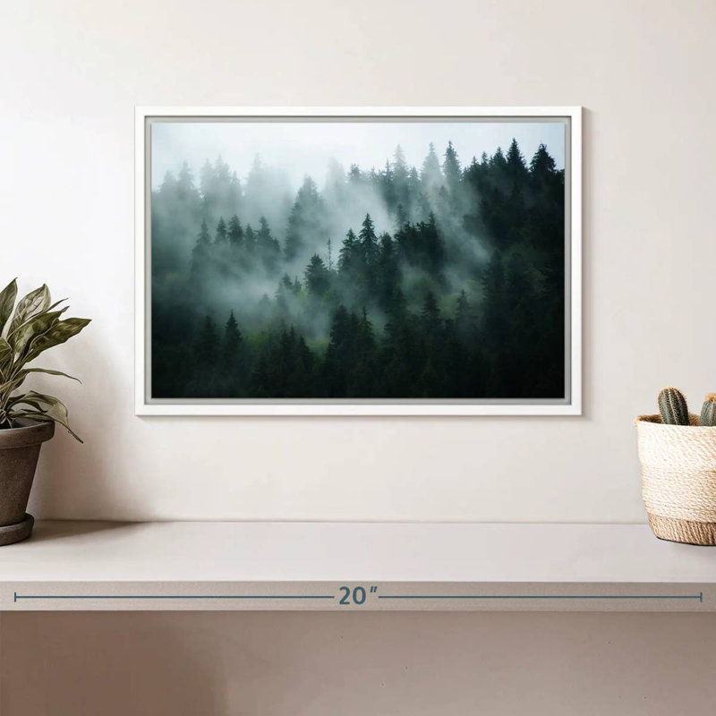 Forêt de sapins brumeux, Cadre flottant blanc, 37 po x 25 po