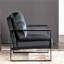 Chaise d'appoint Mid-Century moderne pour adultes, fauteuil en velours moelleux avec cadre carré en métal durable pour le bureau de la chambre à coucher, noir-1458089414
