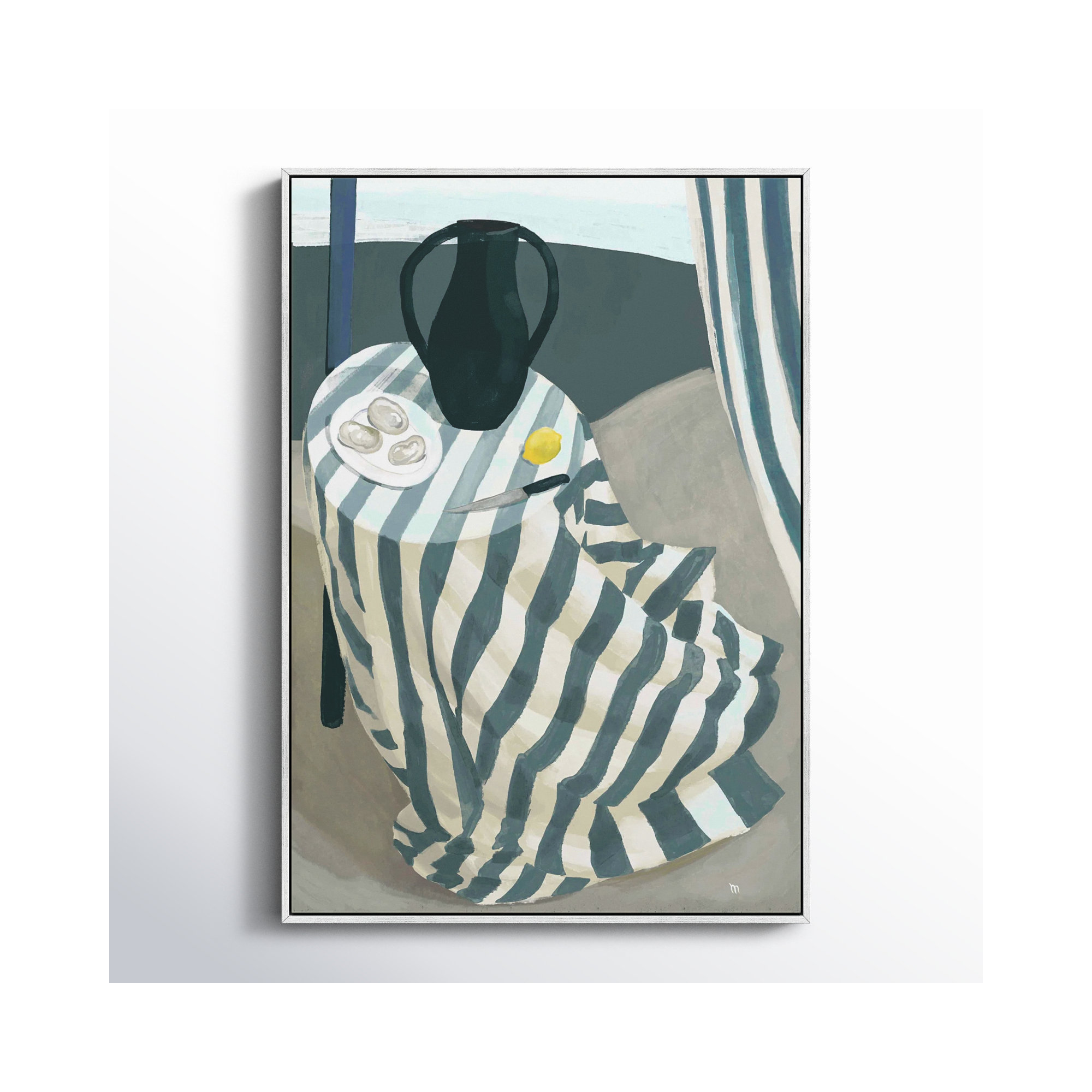 Oysters At The Beach by Marco Marella For Studio M, Gold Framed Canvas, 14" W x 20" H