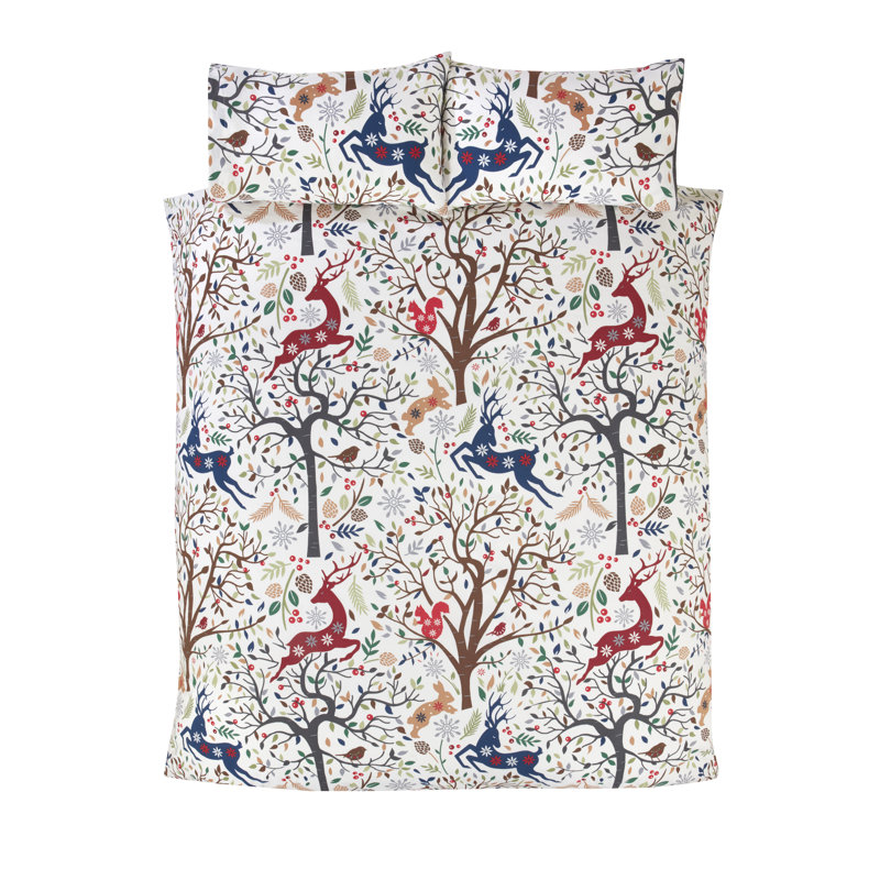 Magical Woods Festive Duvet Cover Set, Multicoloured, Kingsize Duvet Cover + 2 Standard Pillowcases