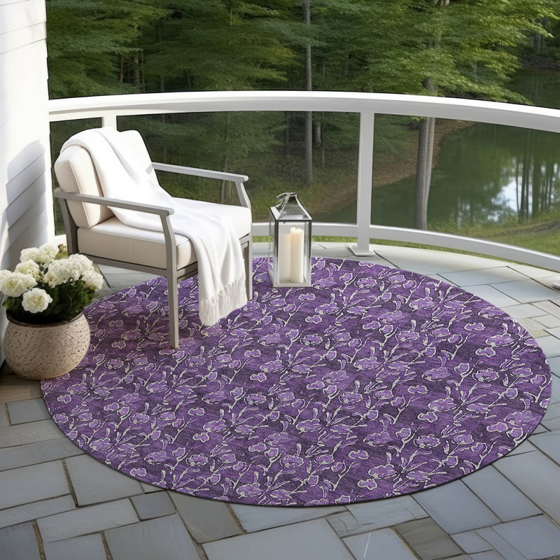 Tapis intérieur / extérieur Azniv avec envers antidérapant, Rond 8 pi