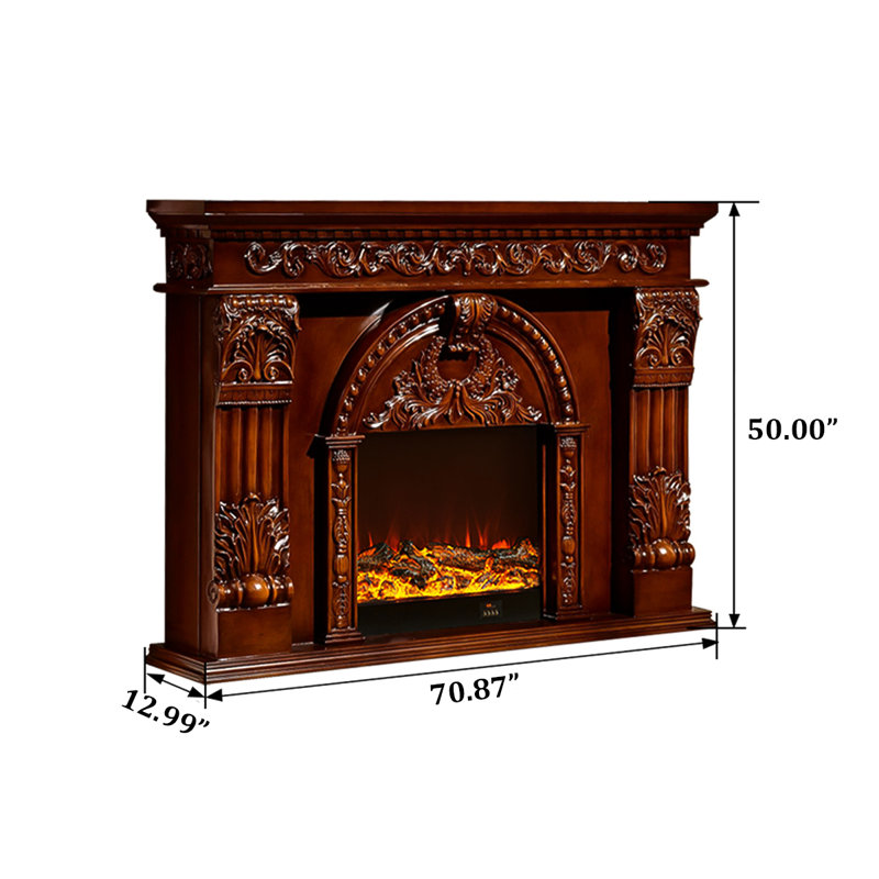Foyer électrique 70,87 "blanc sans chauffage, Brun