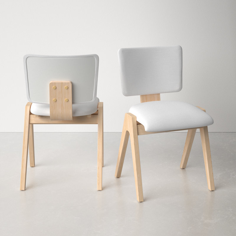 Ozzy 18.5'' H Leather Upholstered Ash Armchair, Light Brown/White