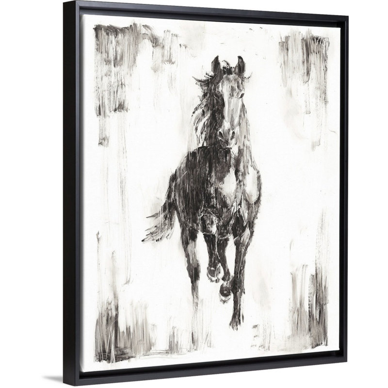 « rustique black stallion i », peinture sur toile, Cadre flottant noir, H 21,7 po x l 17,7 po x P 1,75 po