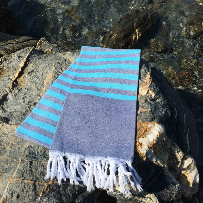 Soft & Absorbent Fouta Beach Towel, 100% Cotton, 35.4 x 66.9 inches | Dark Blue | High Water Absorbency, Lightweight at 4.8 oz/sq ft | Perfect for Beach, Pool, & Spa, Machine Washable for Easy Care