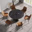 Table de salle à manger moderne 53,15 po en pierre artificielle ronde en acier au carbone noir pouvant accueillir 6 personnes-610873692