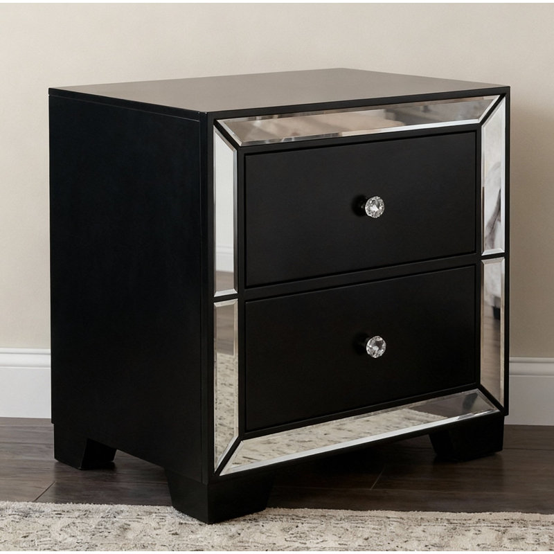 Fazeley Solid + Manufactured Wood Nightstand, Black