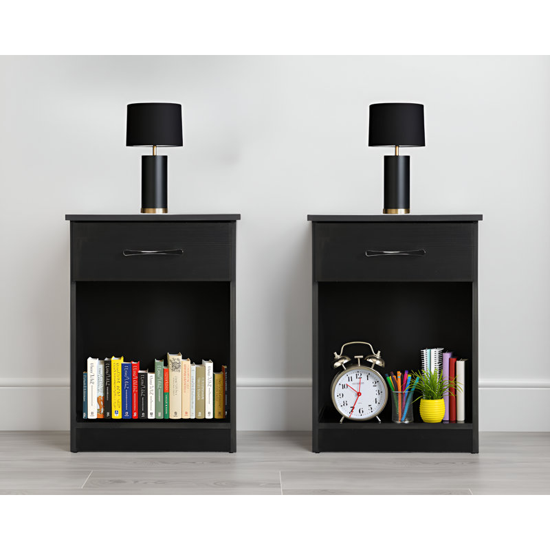 Ensemble de 2 tables de chevet Kenitra, Noir