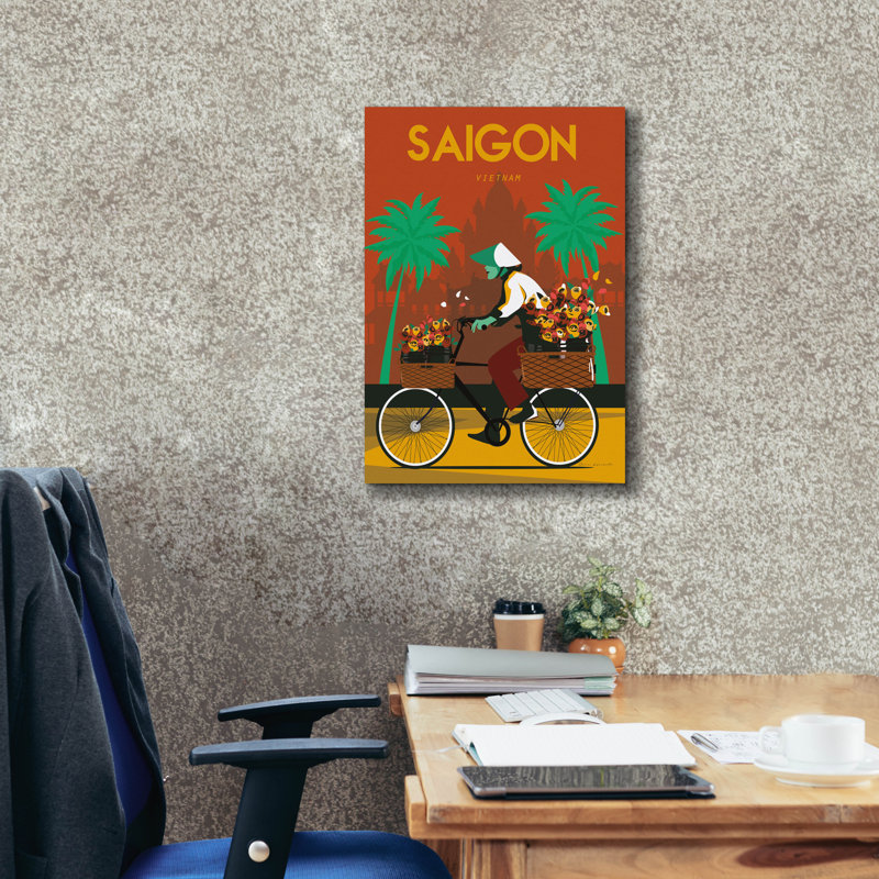 Toile épique «Saïgon» par Omar Escalante, H 26 po x l 18 po x P 0,75 po