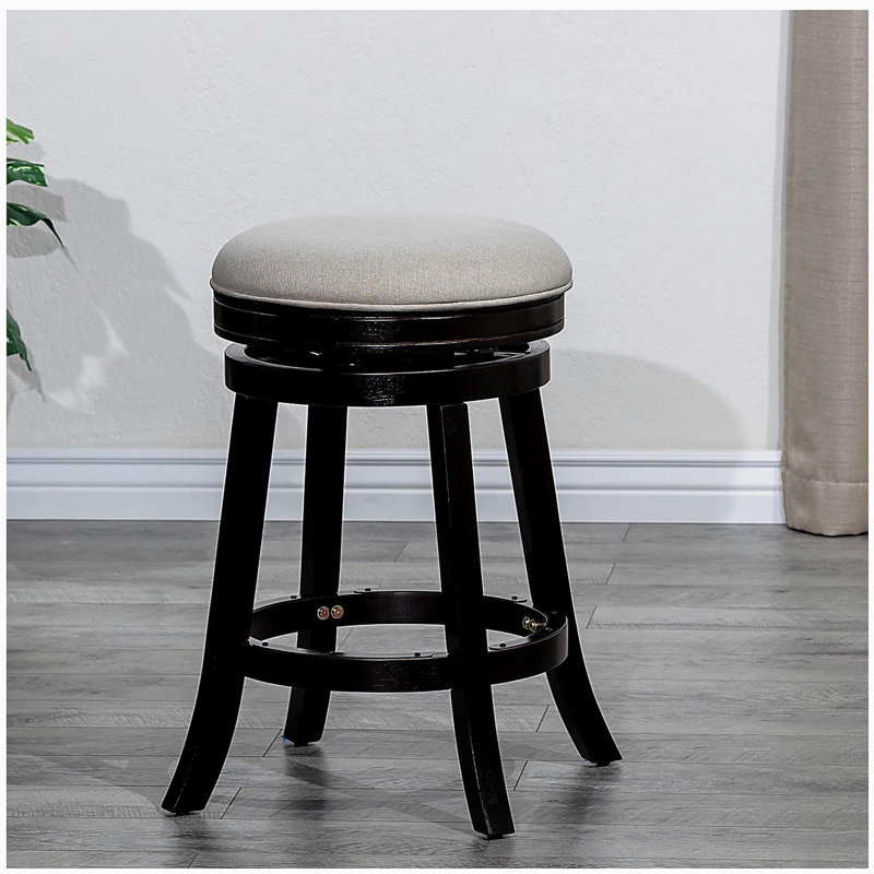 Tabouret de bar 30 po, finition couleur café, siège en tissu beige, Beige, Espresso