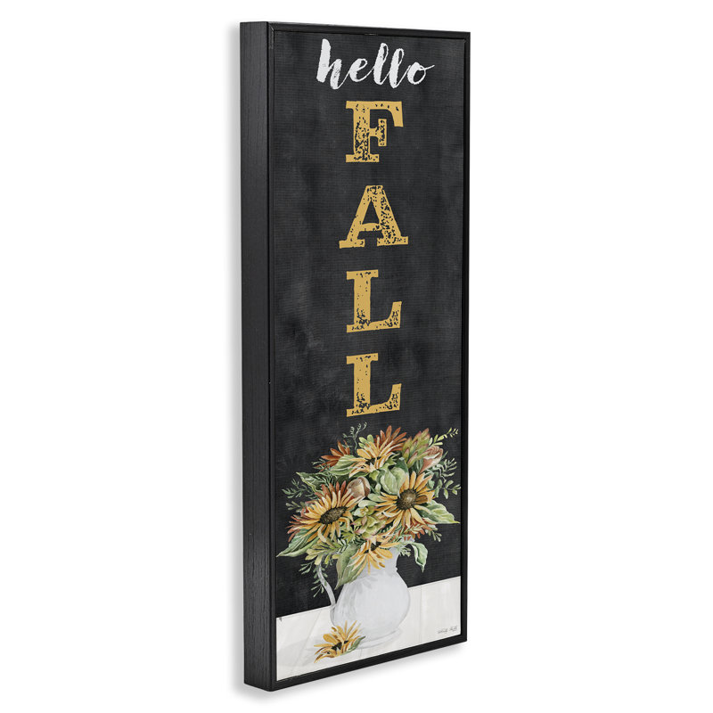 «Hello Fall Sunflower Bouquet Giclee» par Cindy Jacobs, H 24 po x l 10 po, Giclée encadrée noir minuit