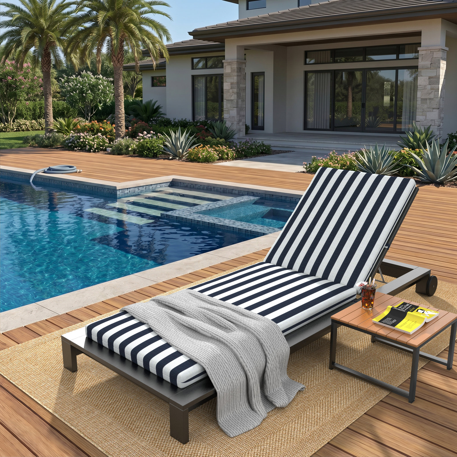 Lani Sunbrella® Seat and Back Cushion, 24" W x 45" D, Expressive Mist
