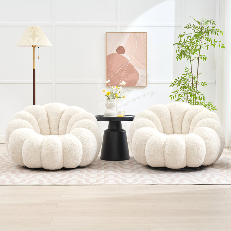 Cheridyn Upholstered Swivel Chair (Set of 2), White