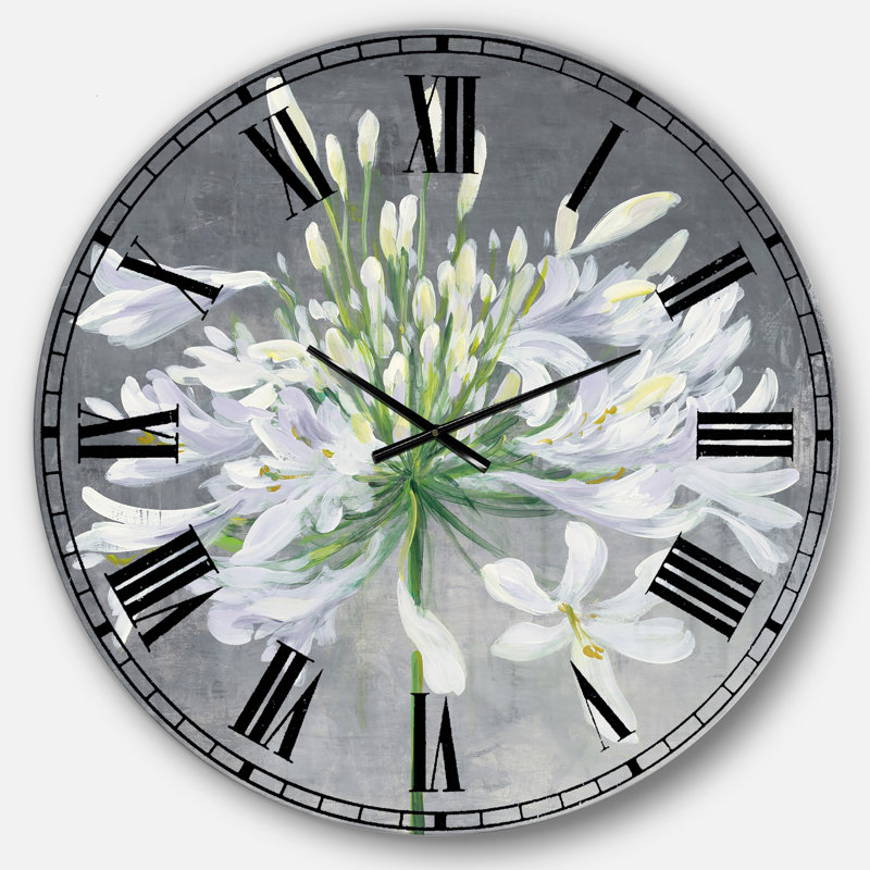 Flower Cleome Splash I - Horloge murale traditionnelle, Surdimensionné