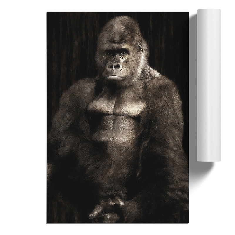 Silverback Gorilla Painting - Frameless Print, 59cm H x 42cm W x 0.1cm D