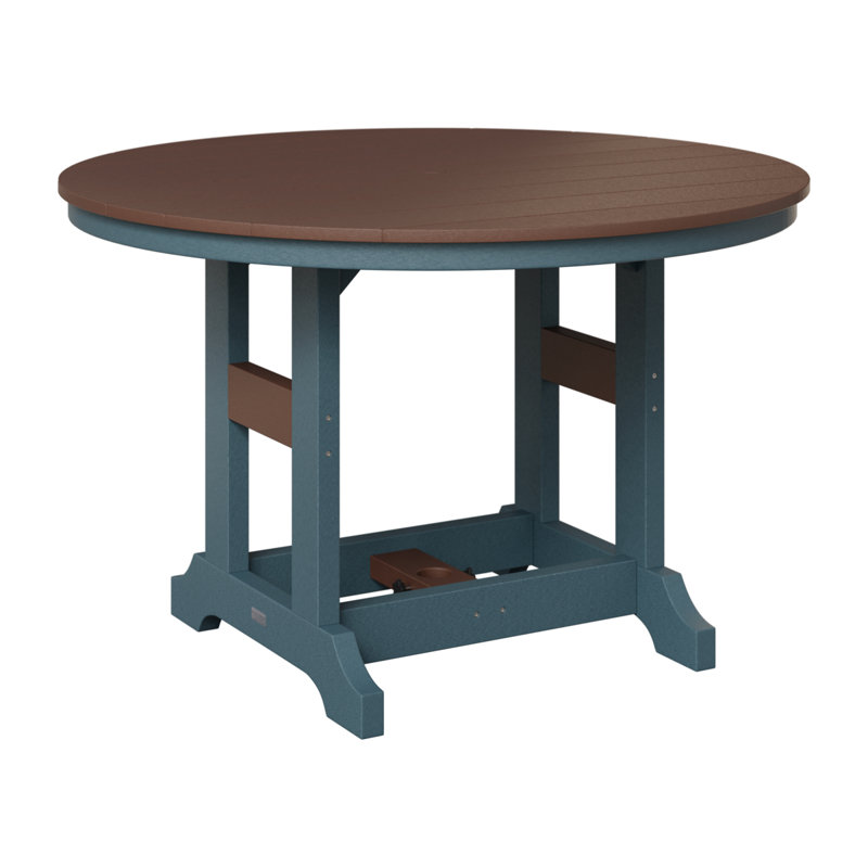 Garden Classic Outdoor Round Bar Table, Chocolate Brown, Slate