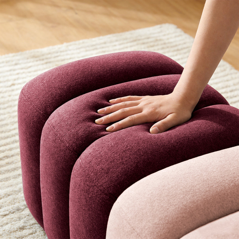 53" Ombre Upholstered Boucle Bench For Bedroom and Living Room, Pink