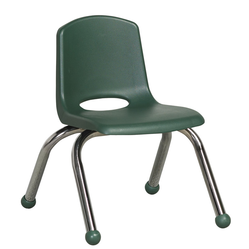 Yellow 10'' Metal Stacking Classroom Chairs with Chromed Steel Legs