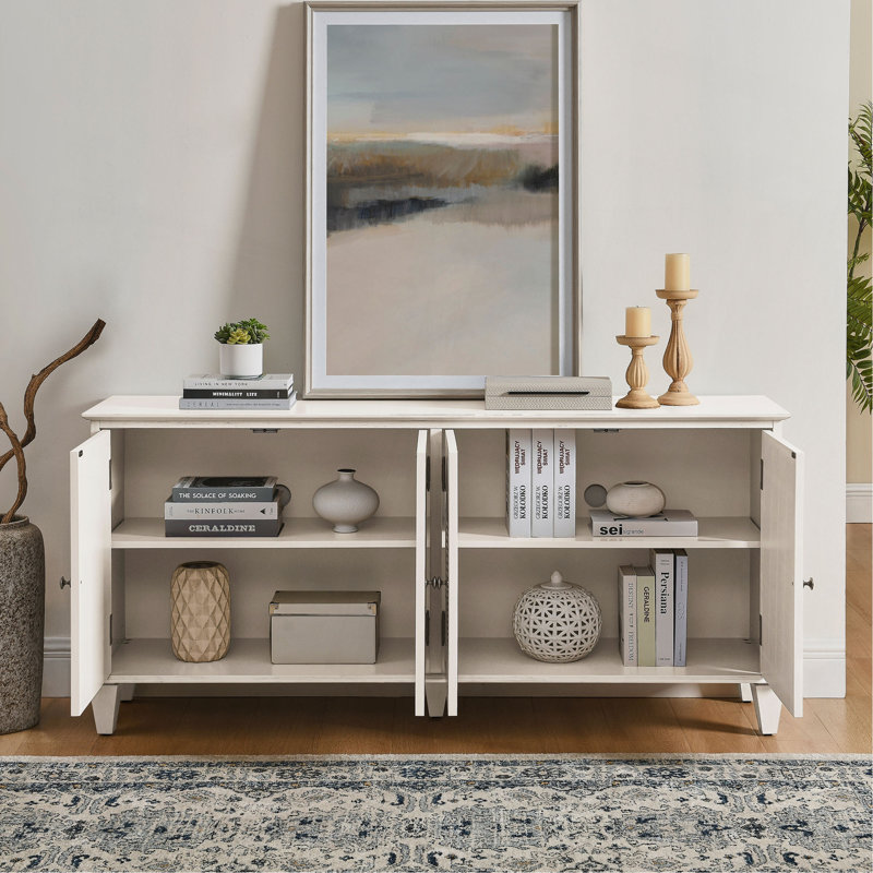 Buffet 65,5 po Mid Century Modern Buffet, Blanc antique