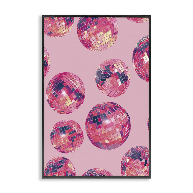 Estampe numérique Vivid Pink Disco, design par LSR Design Studio, H 18 po x l 12 po, Giclée encadrée noir minuit