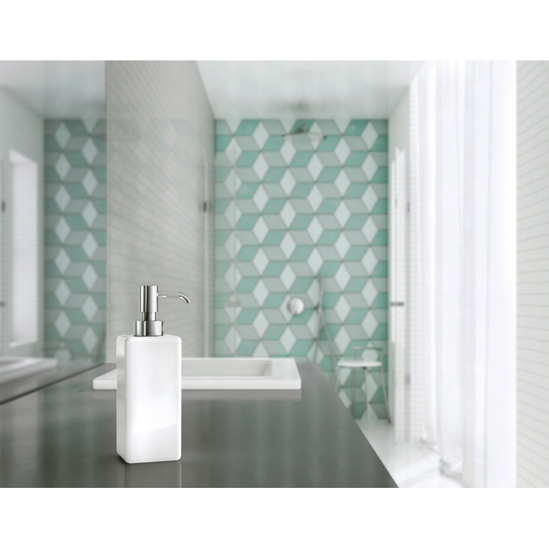 Freestanding soap/lotion dispenser & white porcelain container
