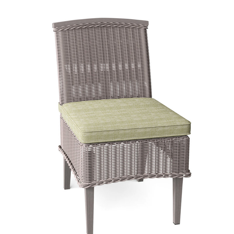 Astoria Patio Dining Side Chair with Cushions, Oyster, Rollo Chambray, Welt