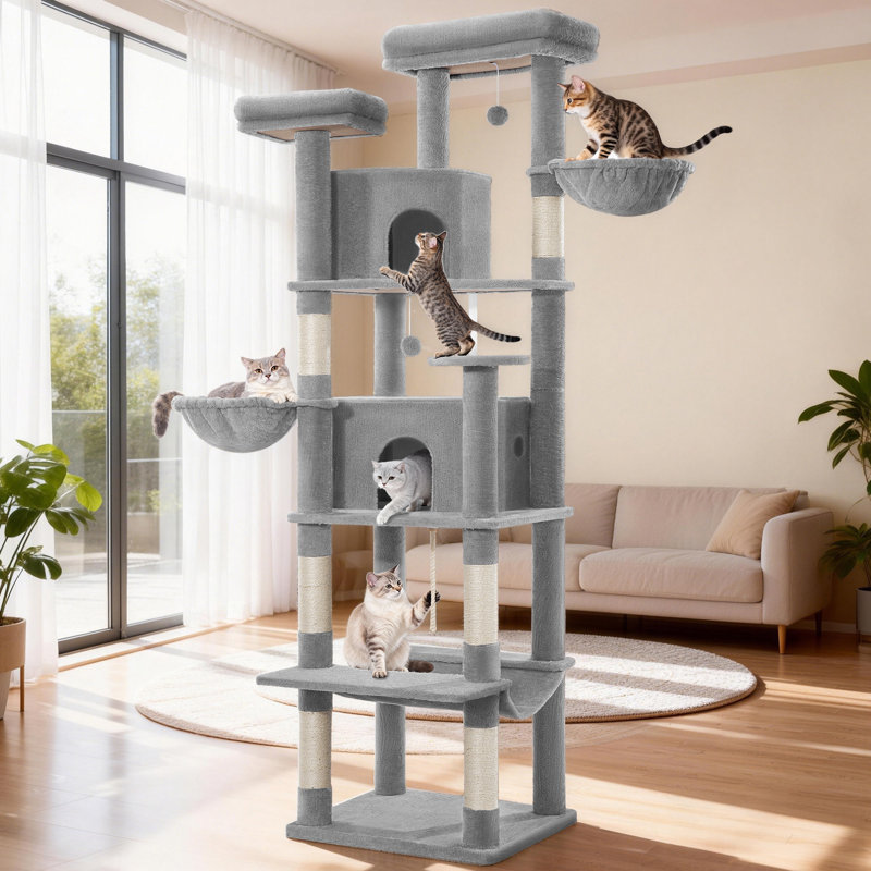 Cat Tree, 60 x 50 x 216 cm, Light Grey