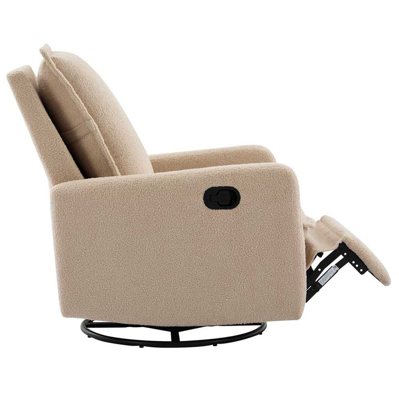 Fauteuil inclinable, berçant et oscillant, chaise berçante, Tissu bouclé avoine