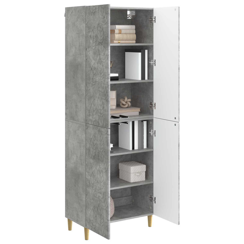 4 -Door 4 Storage Cabinet, Concrete Grey