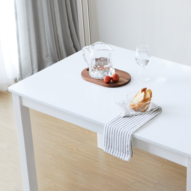 Davron 45.3" Modern Farmhouse Rectangular Wooden Dining Table, White/White