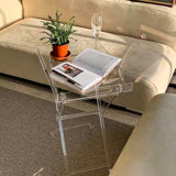 Table-plateau pliante en acrylique transparent, table d'appoint en acrylique, table de bout en acrylique transparent