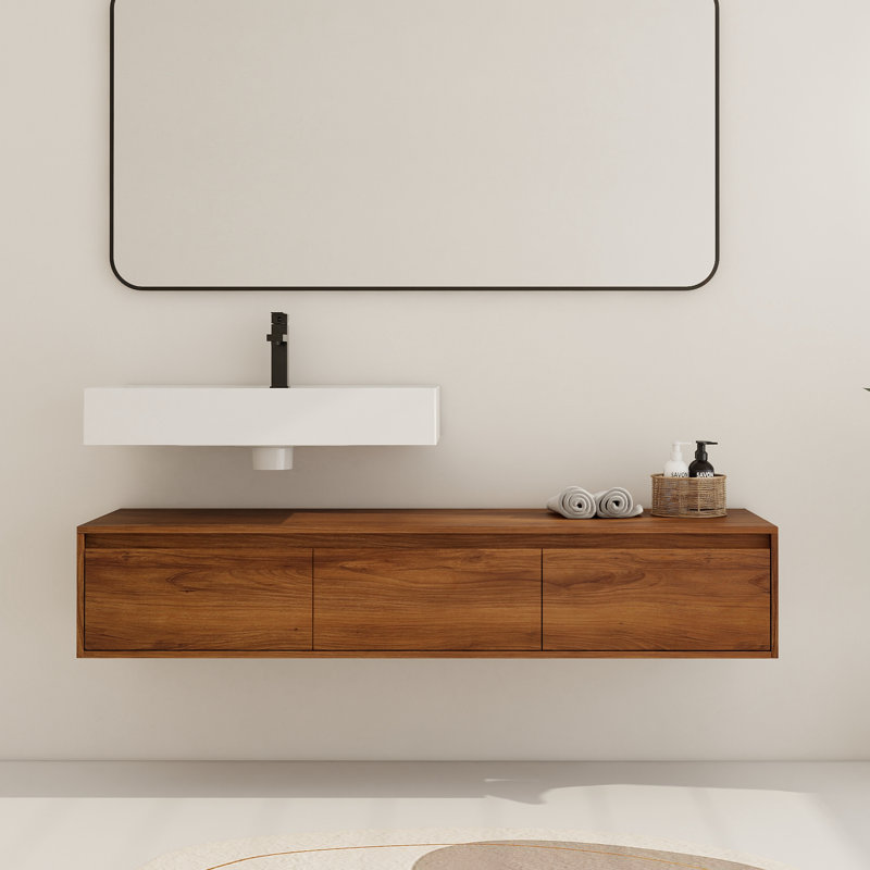 Meuble-lavabo 60 po Fatmata, meuble-lavabo 60 po avec comptoir, meuble-lavabo 60 po, ensemble de meuble-lavabo simple 60 po, meuble-lavabo simple 60 po avec 3 tiroirs et lavabo en résine