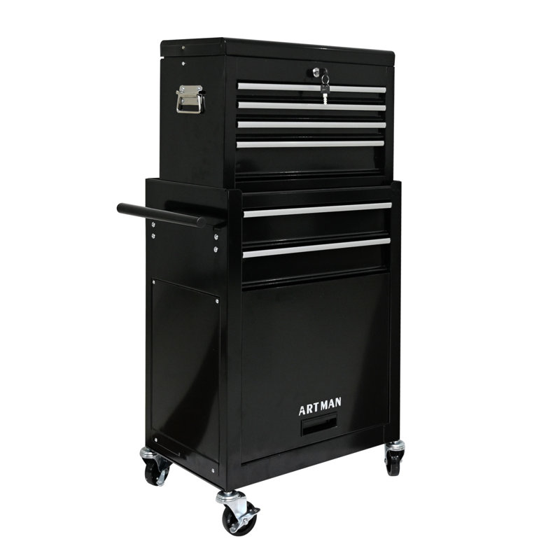 Coffre à outils à grande capacité avec roulettes et tiroirs, armoire de rangement pour outils à 6 tiroirs
