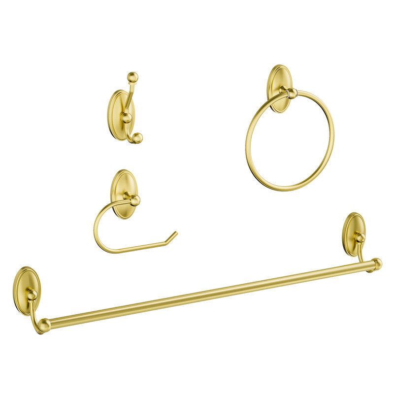 4 - Piece Bathroom Hardware Set, Brushed Gold