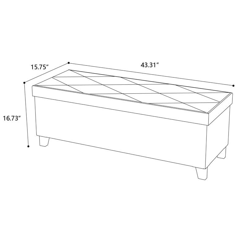 Banc de rangement rembourré avec pieds en bois massif Jenaya, Beige