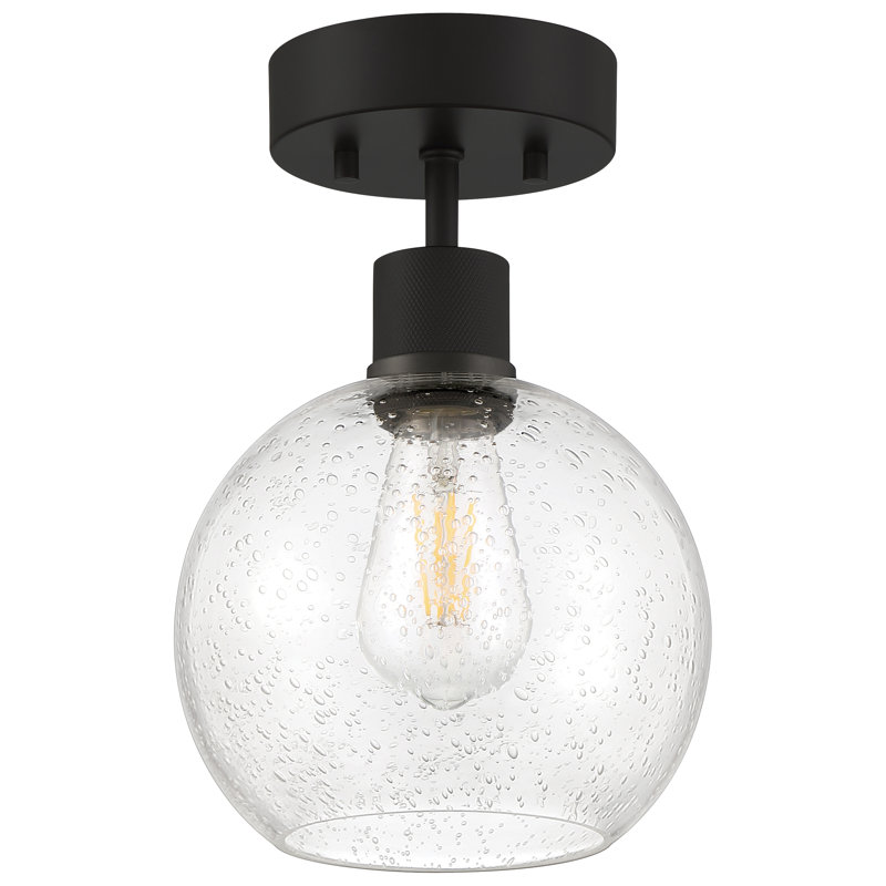Southglenn Glass Semi Flush Mount, Matte Black