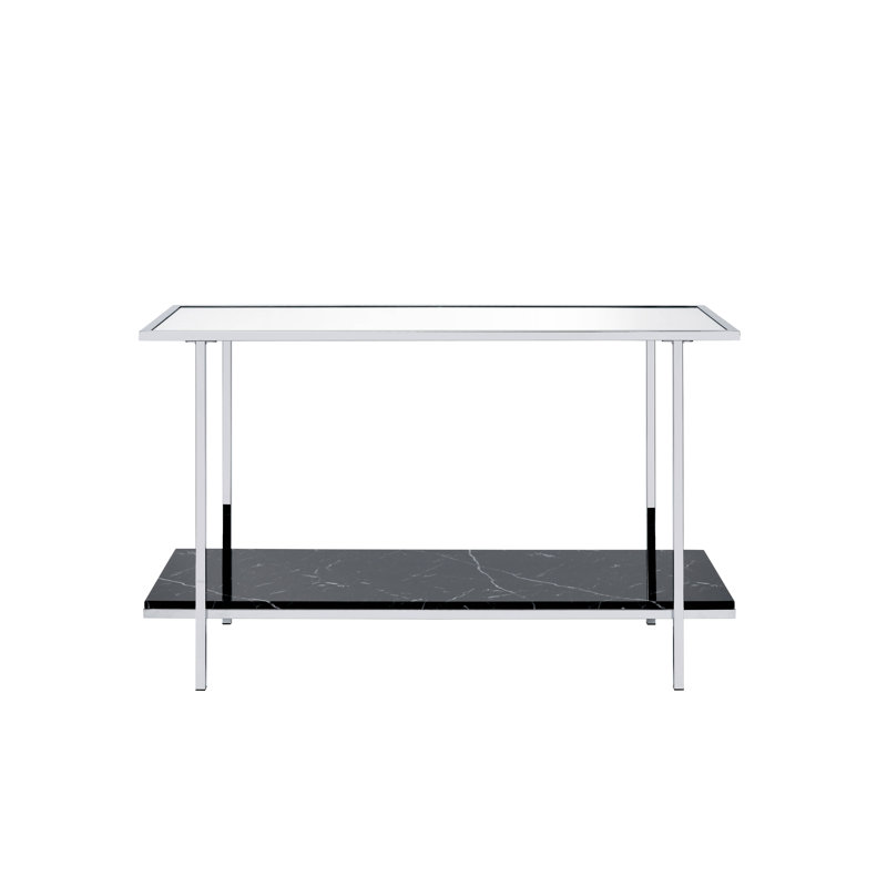 Randall Mirrored Console Table with Faux Marble Shelf