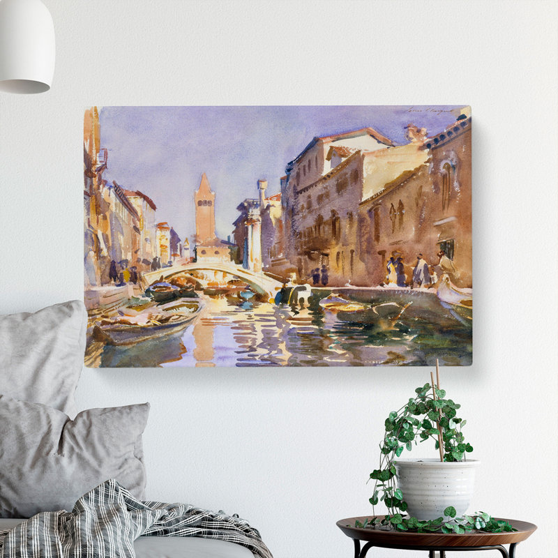 Venetian Canal by John Singer Sargent - Wrapped Canvas Painting, 35cm H x 50cm W x 3cm D