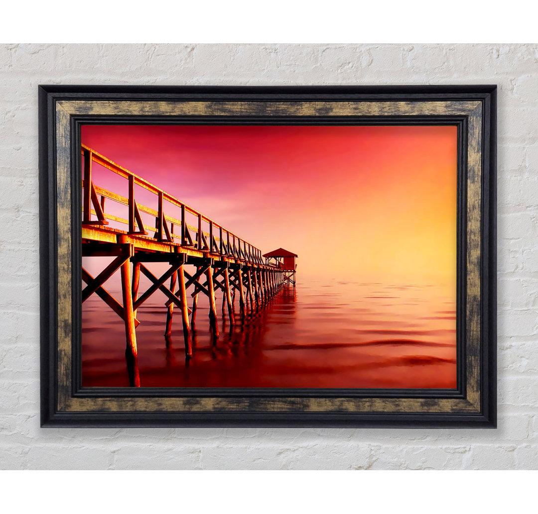 Tranquil Ocean Pier Pink - Einzelner Bilderrahmen Kunstdrucke