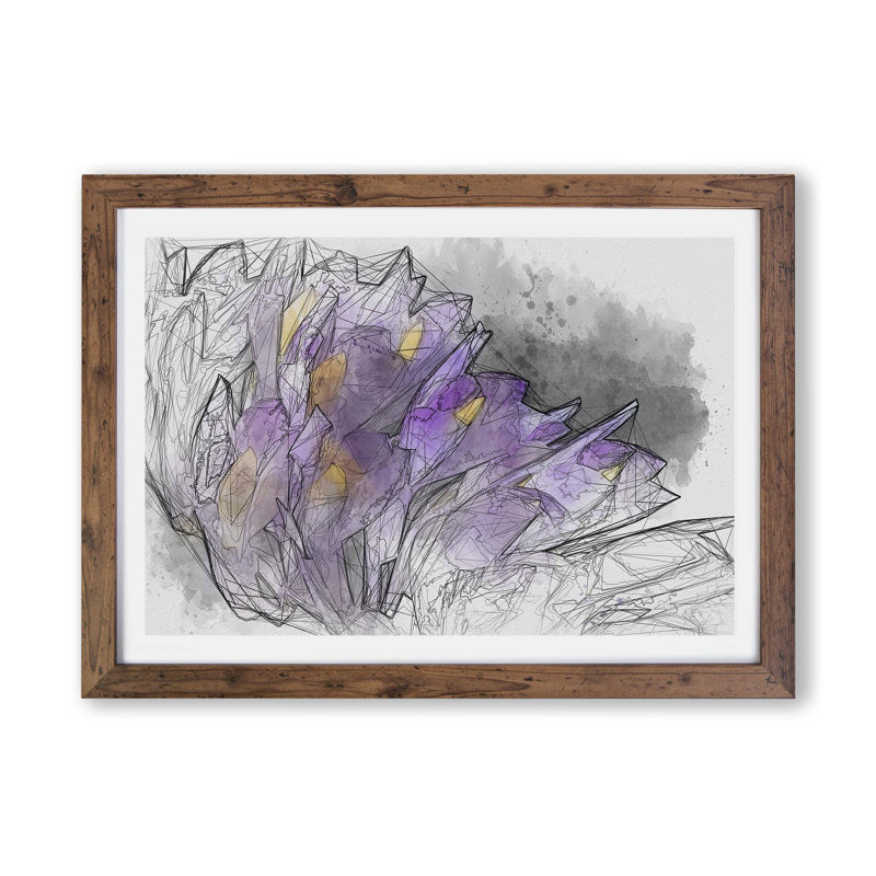 Wild Purple Orchid Flowers - Wall Art, 24cm H x 33cm W x 2cm D, Black Framed
