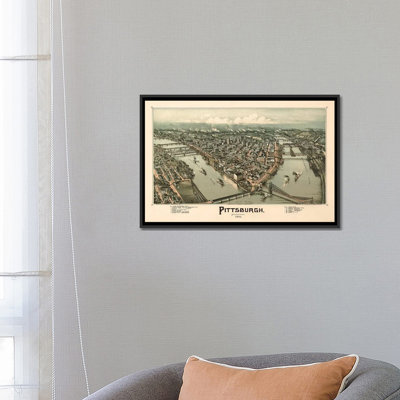 «Pittsburgh, Bird» par Vintage Apple Collection, reproduction d'art graphique sur toile