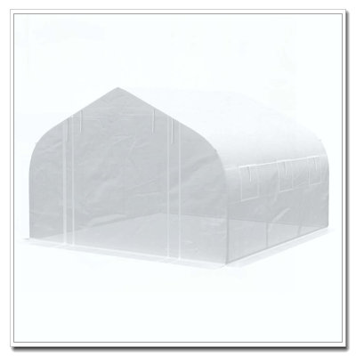 Outsunny 12' x 10' x 7' Walk-in Greenhouse, Tunnel Green House with Zippered Mesh Door and 6 Mesh Windows, Gardening Plant Hot House with Galvanized Steel Frame, White