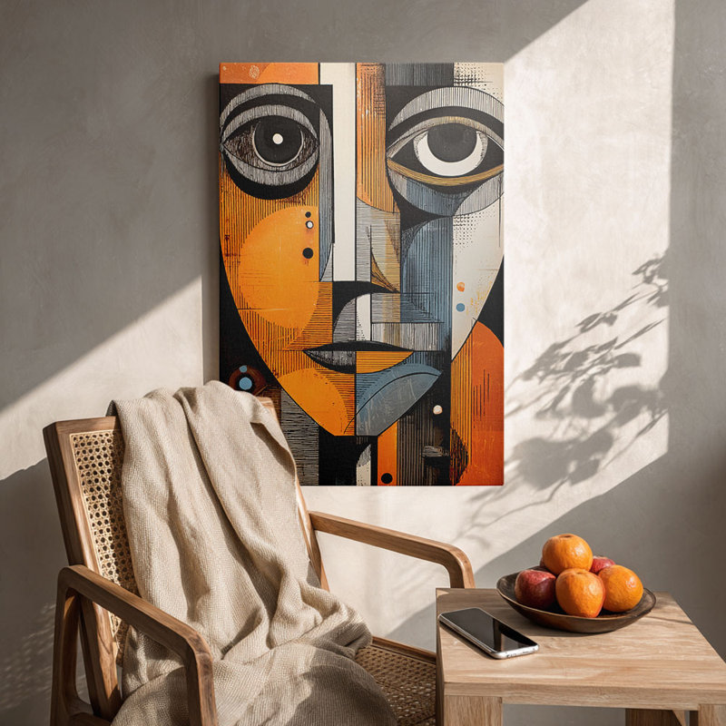 Cadre géométrique moderne sur toile abstraite «Geometric Face» pour Eclectic Studio, 40 * 28 pouces (100 * 70 * 2 cm)