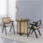 Table ronde en bois noir, fabrication entièrement en bois et en rotin, pour 2 à 4 personnes, diamètre 31,5 pouces